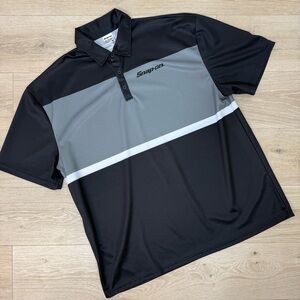 Snap-On Grey & Black Color Block Short Sleeve Polo